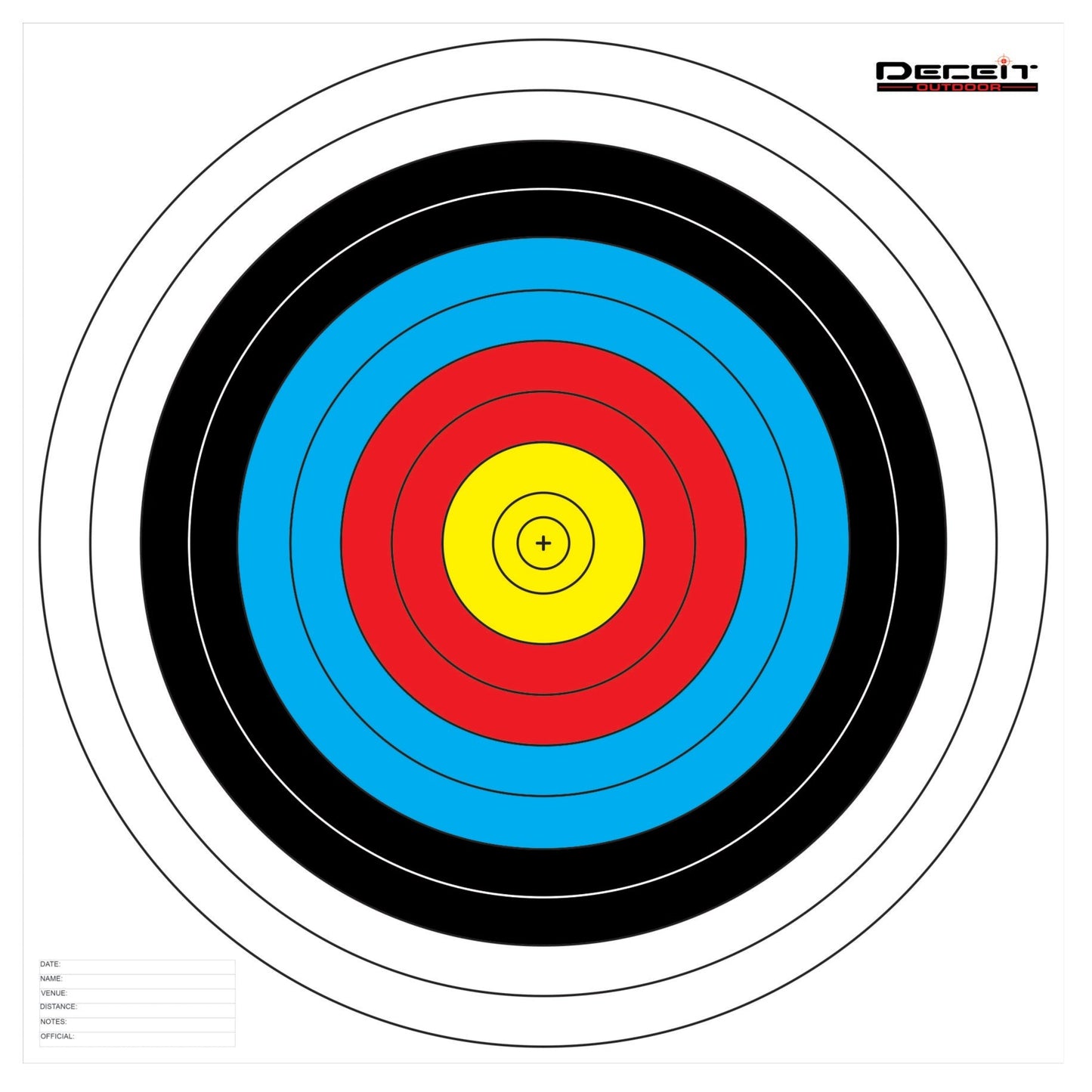 Archery Targets 1 Spot 5 Color 10 Ring (PVC or Paper)