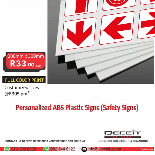 Personalizes ABS Plastic Safety Signs