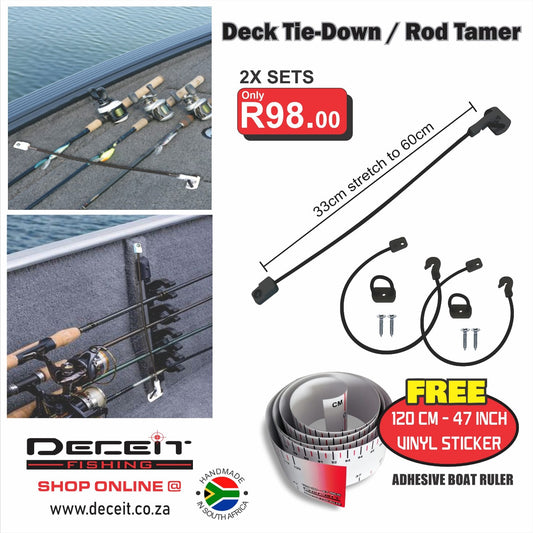 2x Deck Tie-Down / Rod  (Bungee Cord) with free Adhesive Boat Ruler worth R22