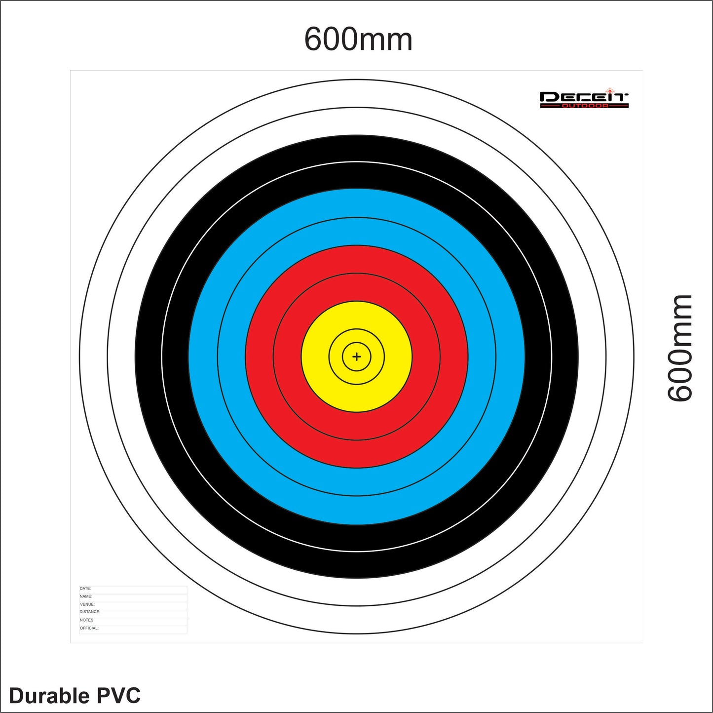 Archery Targets 1 Spot 5 Color 10 Ring (PVC or Paper)